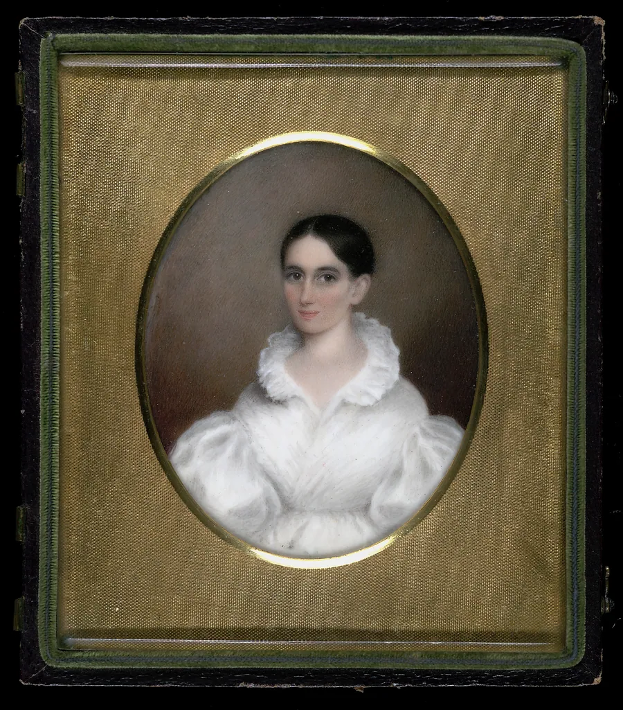 Portrait of a Lady by Pamelia Hill, born Framingham, MA 1803-died Framingham, MA 1860