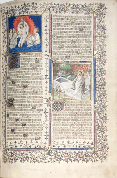 The Gotha Missal: Fol. 1r, Trinity and Resurrection