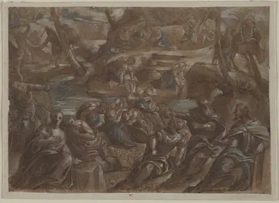 Copy of Tintoretto's Children of Israel Gathering Manna