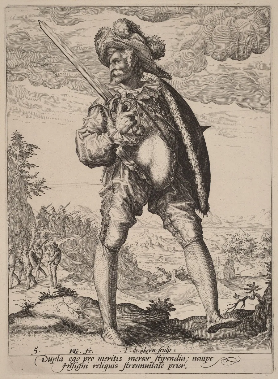 Soldier Armed with Broadsword and Shield by Jacques de Gheyn II