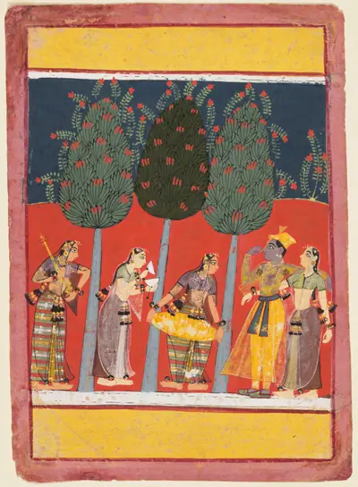 Women Play Music for Radha and Krishna: Chitrini Nayika, from a Rasikapriya