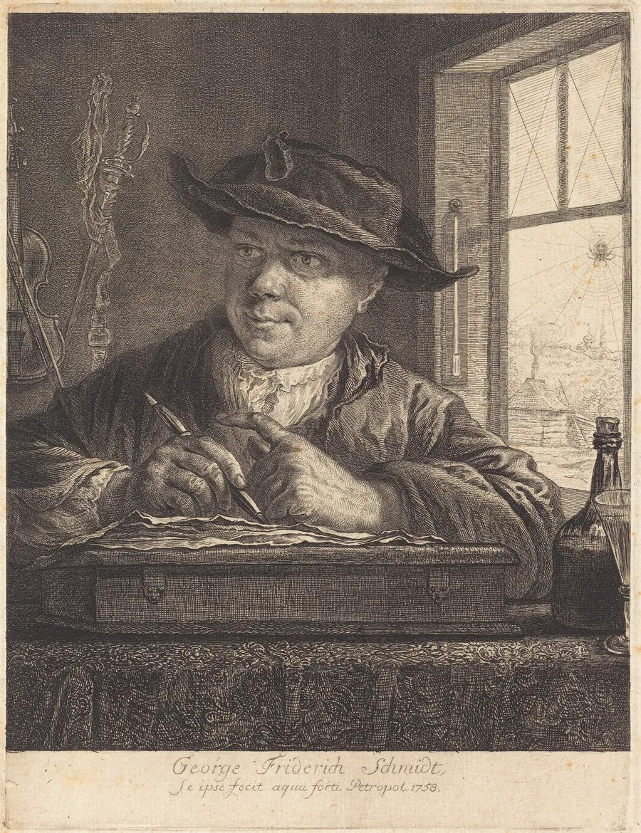 Self-Portrait with a Spider in the Window by Georg Friedrich Schmidt
