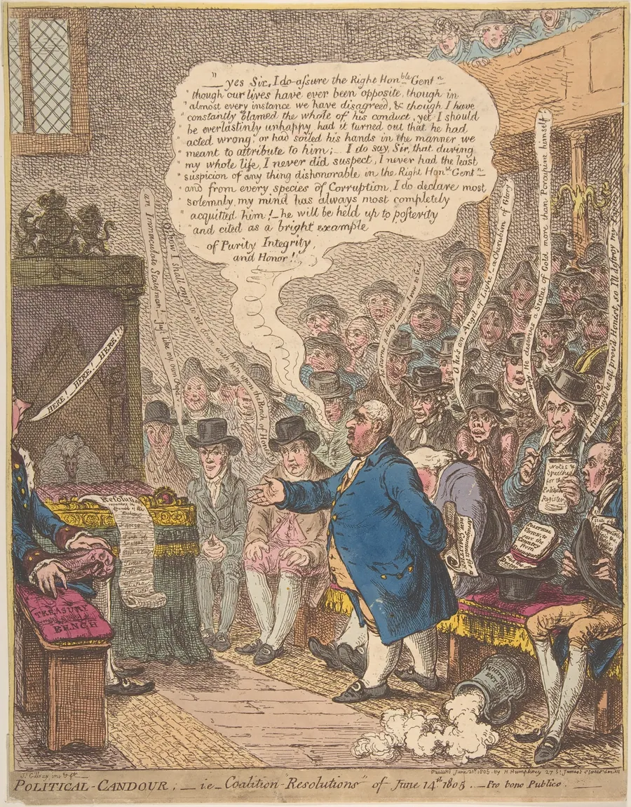 Political-Candour;– i.e.–Coalition-Resolutions of June 14th, 1805.–Pro bono Publico– by James Gillray