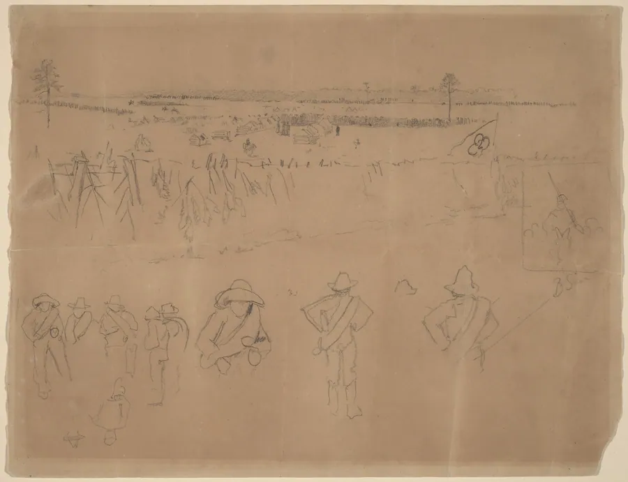 Line-ups and Trenches [recto] by Winslow Homer