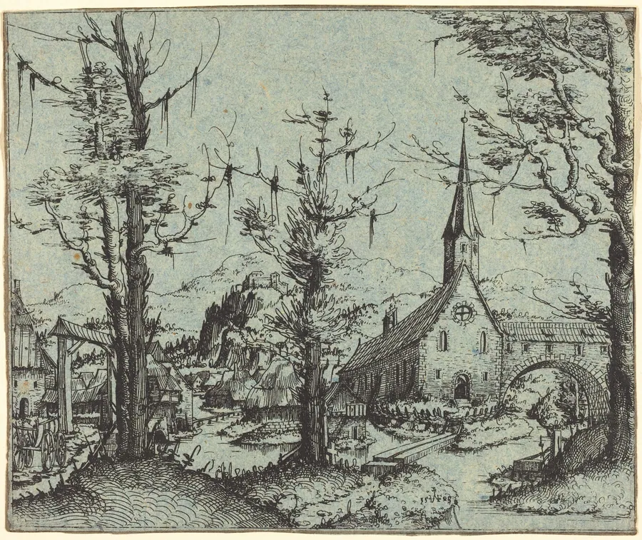 Landscape with a Village Church by Augustin Hirschvogel
