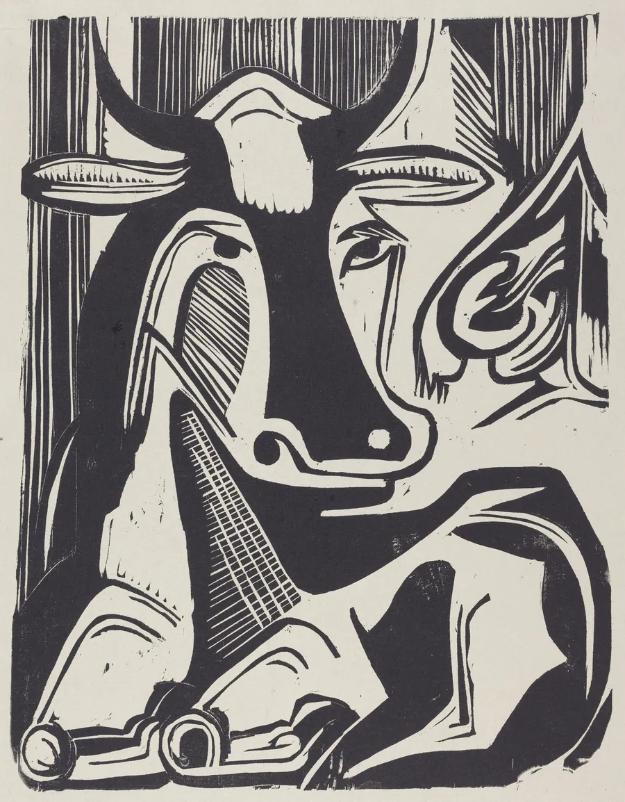 The Large Cow Lying Down (Grosse Liegende Kuh) by Ernst Ludwig Kirchner