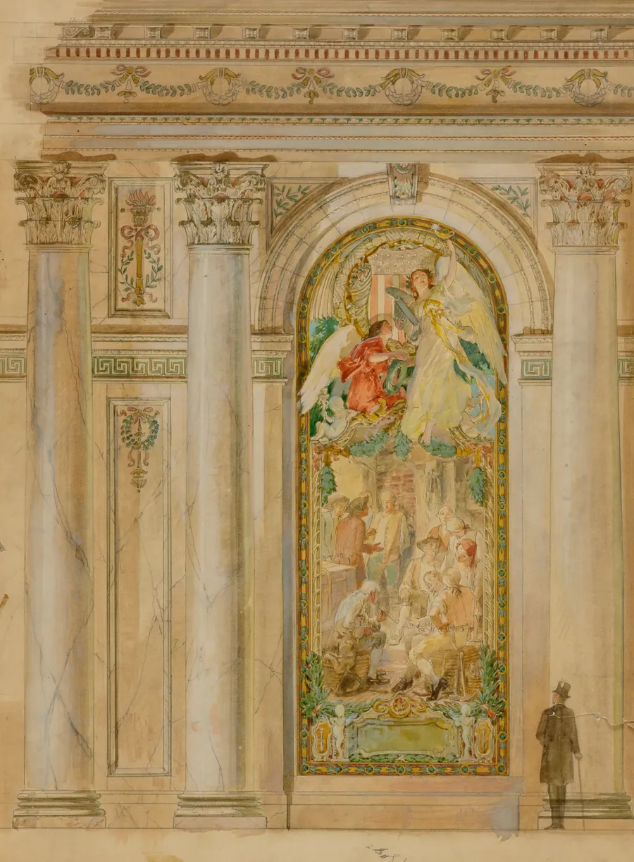 A Town Meeting by Louis Schaettle, born Chicago, IL 1867-died New York City 1917