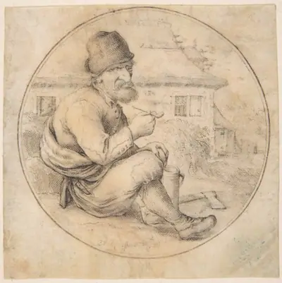 Seated Old Man Holding a Pipe