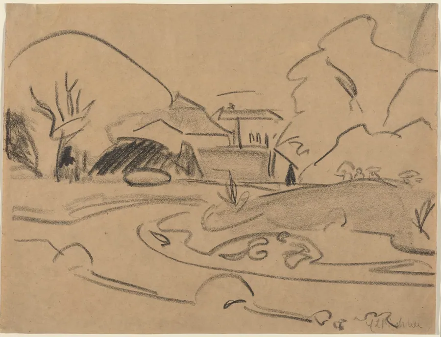 Footpaths and Pavilion in the Dresden Grosser Garten by Ernst Ludwig Kirchner