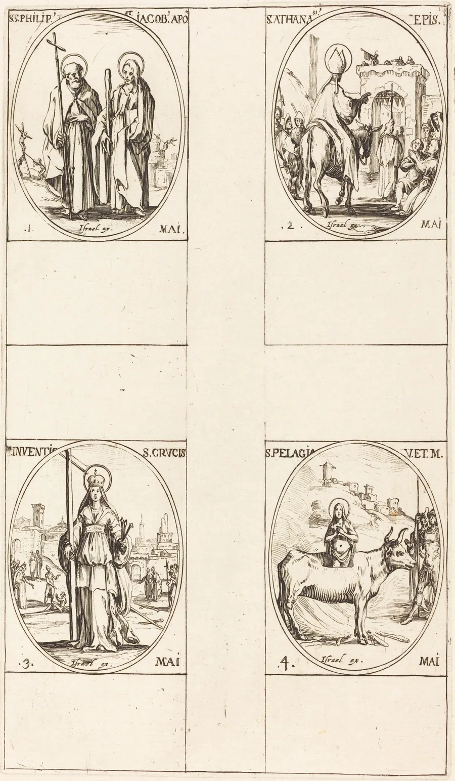 St. Philip and James the Less, Apostles; St. Anthanasius; The Invention of the Cross; St. Pelagia by Jacques Callot
