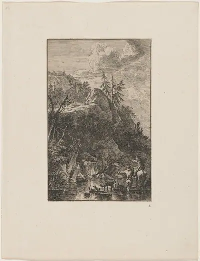 A Woman with a Horse and a Standing Man