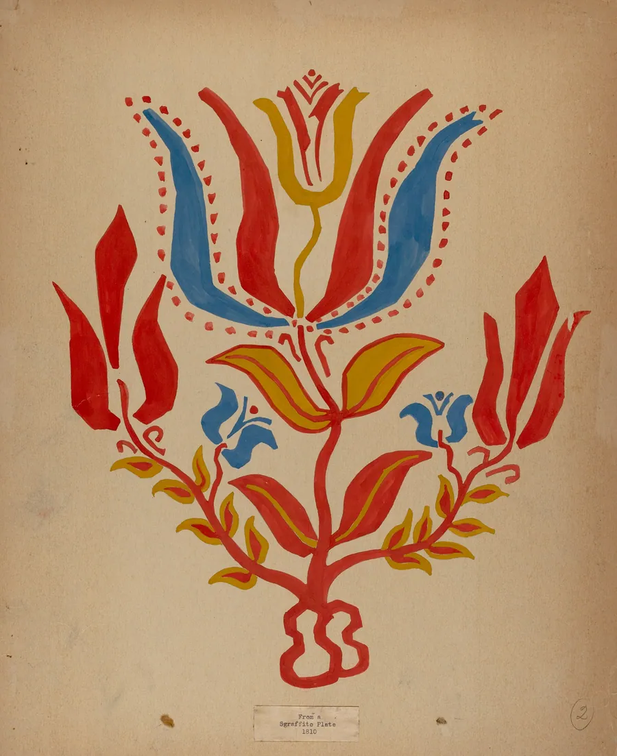 Drawing for Plate 2: From Portfolio "Folk Art of Rural Pennsylvania" by American 20th Century