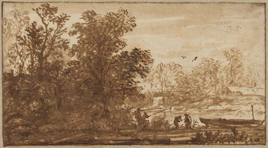 Fisherman in a River Landscape by Allart van Everdingen