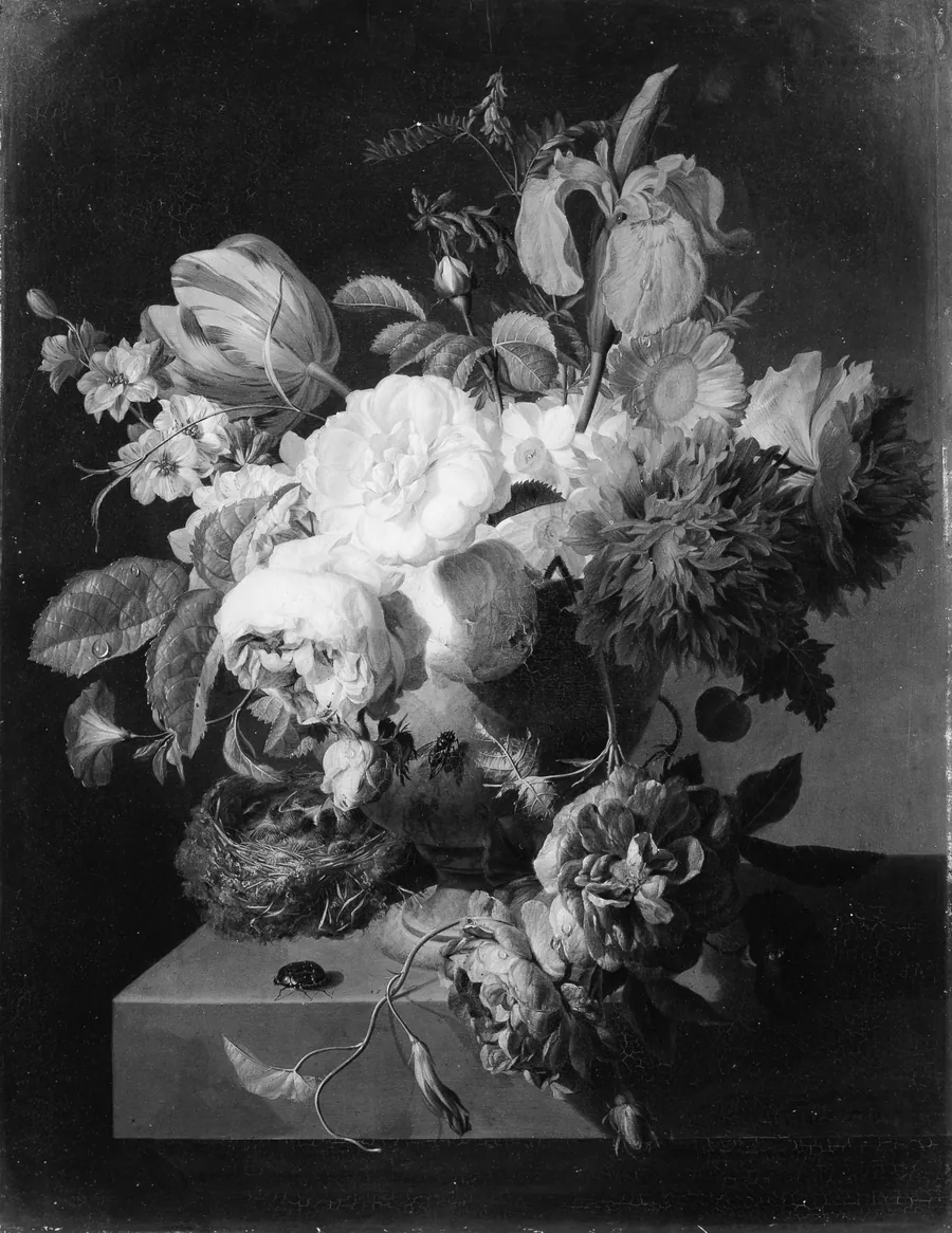 Flowers in a Stone Vase by Peter Faes