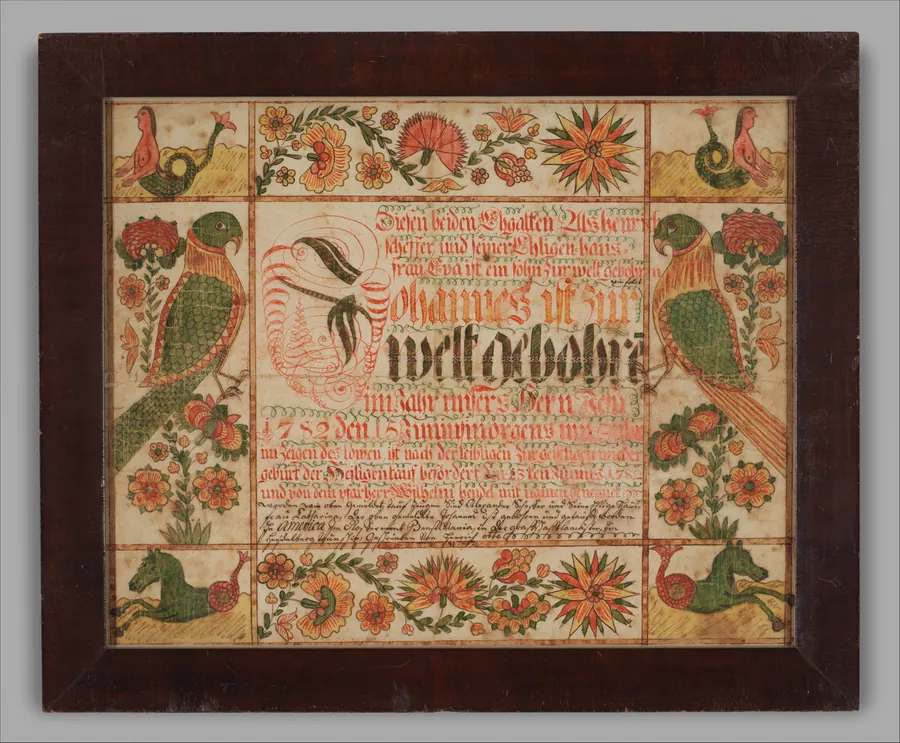 Birth and Baptismal Certificate by Johann Heinrich Otto