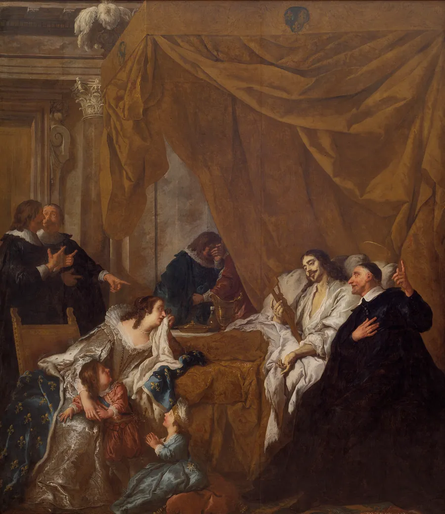 Skt. Vincent de Paul ved Louis XIII´s dødsleje by Jean Francois de Troy