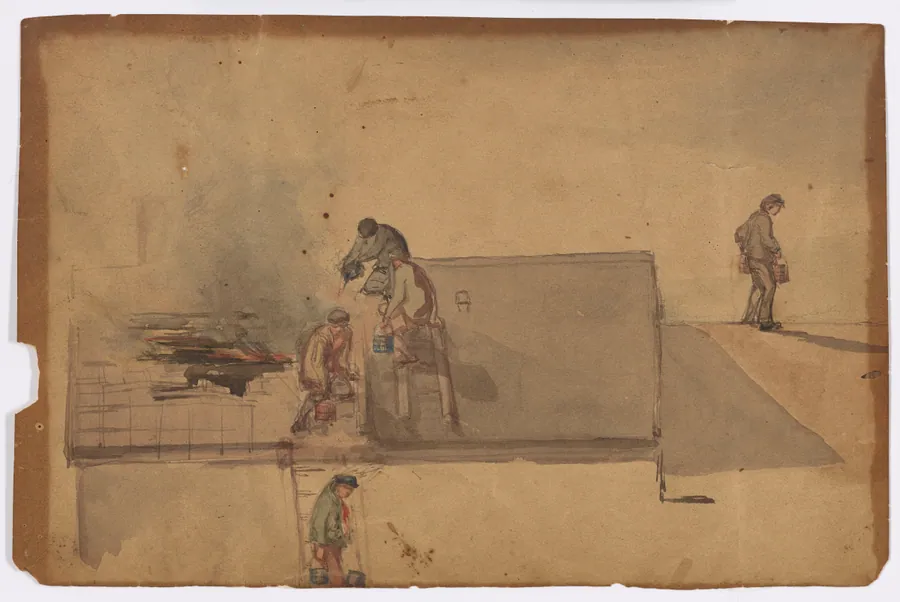 A Fire at Pomfret by James McNeill Whistler (1834-1903)