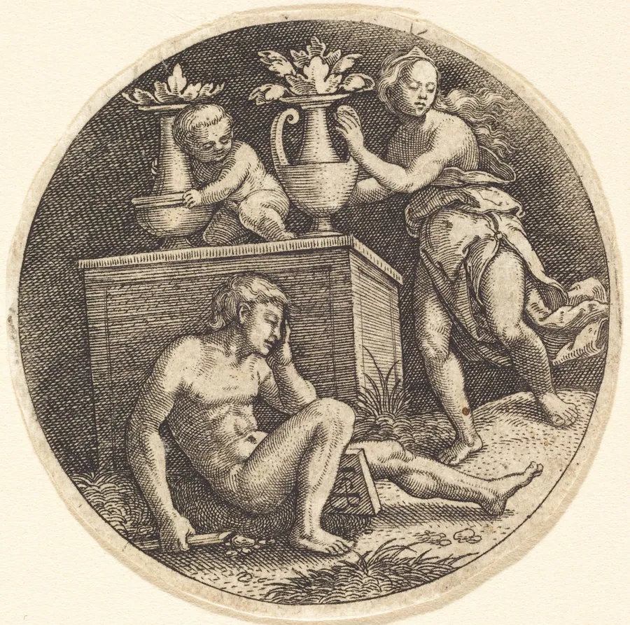 Youth Sleeping before an Altar by Jakob Binck