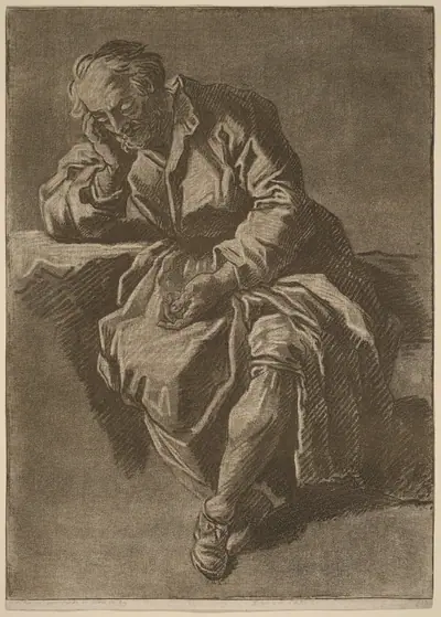 A Seated Elderly Man Asleep