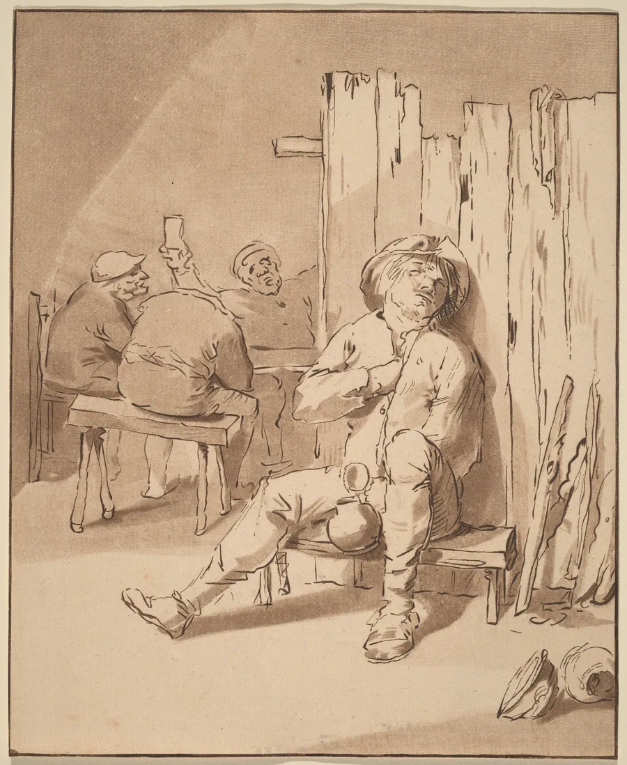 Drunken Peasant at an Inn by Cornelis Ploos van Amstel