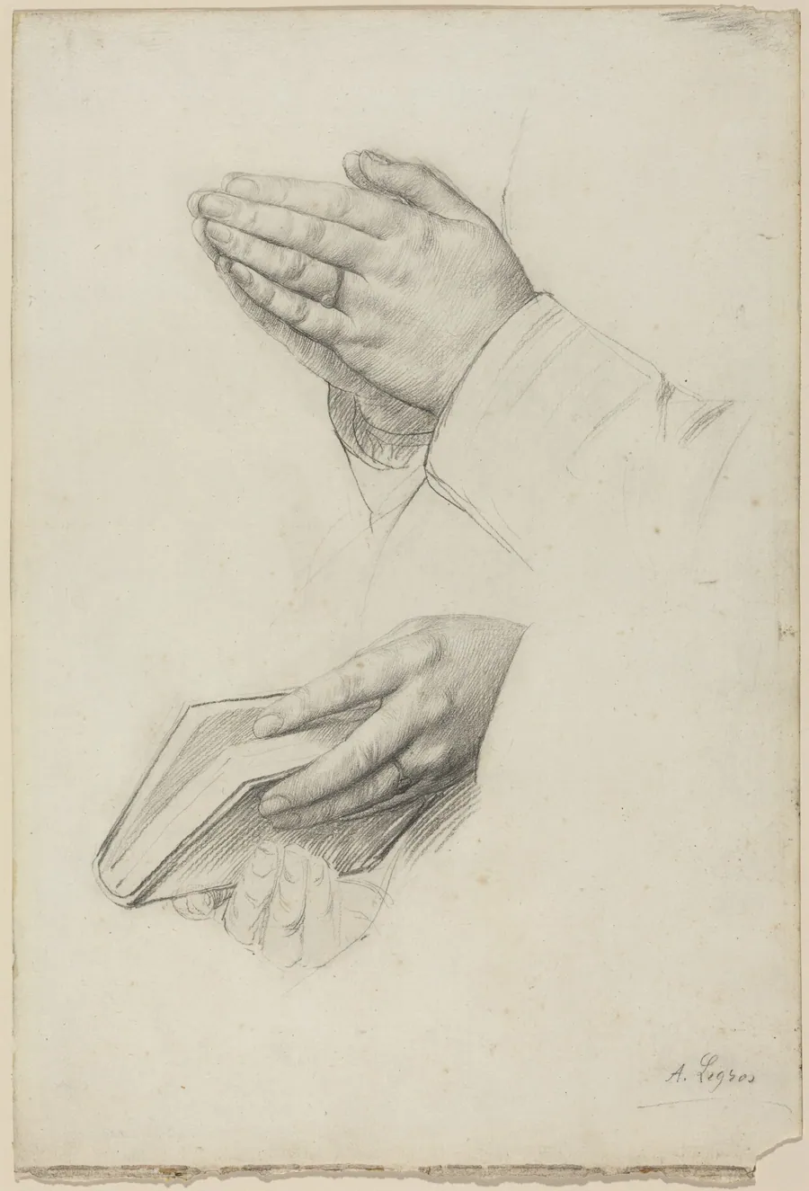 Two Studies of Hands by Alphonse Legros