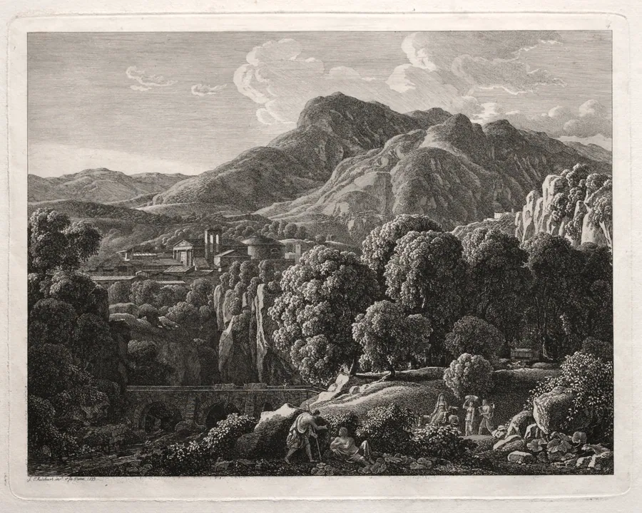 Heroic Landscape: Landscape with Town and River by Johann Christian Reinhart