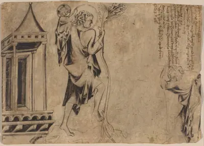 An Aedicule with Two Studies of Saint Christopher