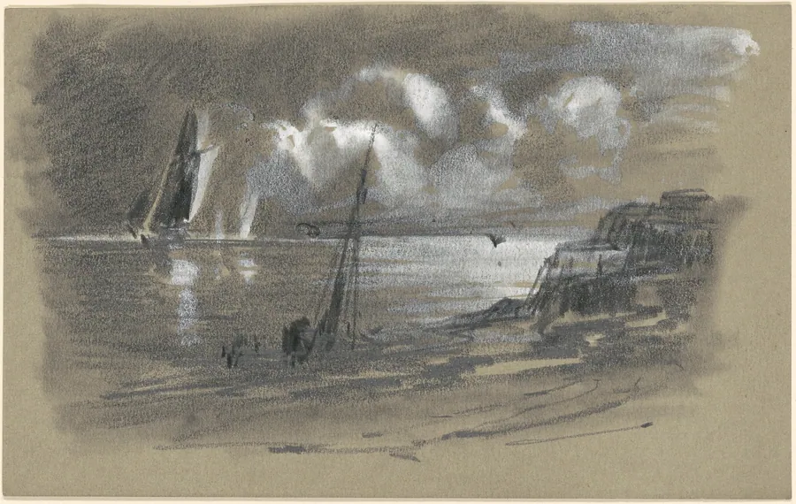 Seacoast by Moonlight [recto] by Edward Moran