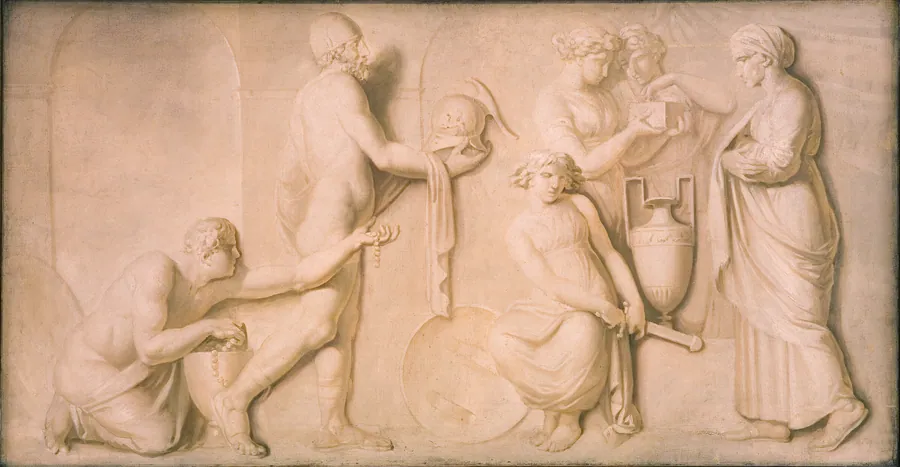Achilleus mellem Lykomedes' døtre by Nicolai Abildgaard