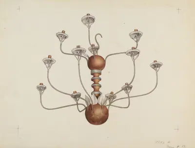 Wood and Tin Chandelier