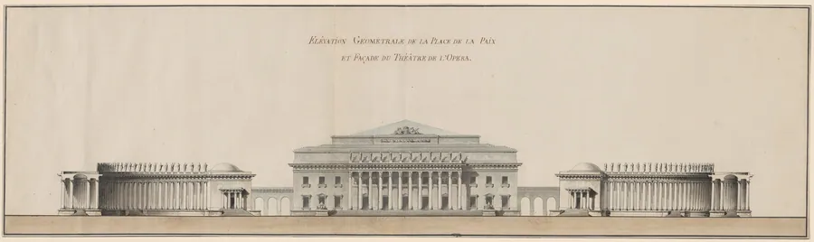 Geometrical Elevation of the Peace Plaza and Façade of the Opera House by Giacomo Quarenghi