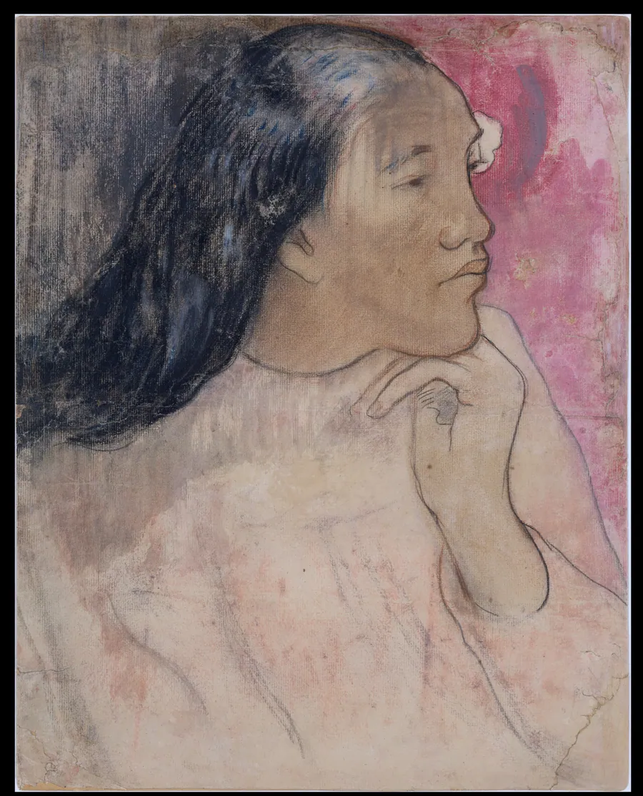 A Tahitian Woman with a Flower in Her Hair by Paul Gauguin