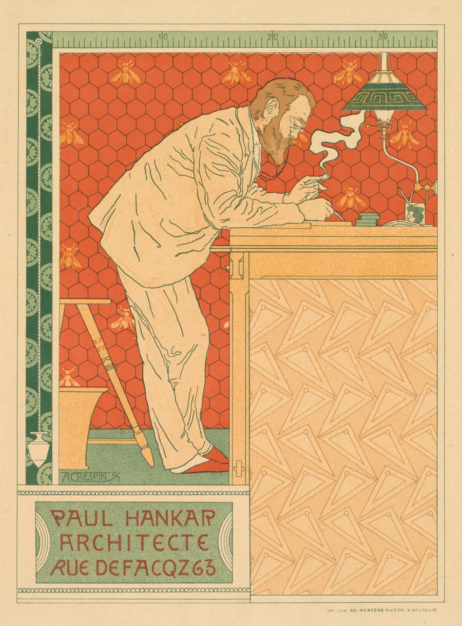 Les Maitres de l'Affiche, Pl. 91: Paul Hankar, Architecte rue defacqz 63 by Adolphe Crespin