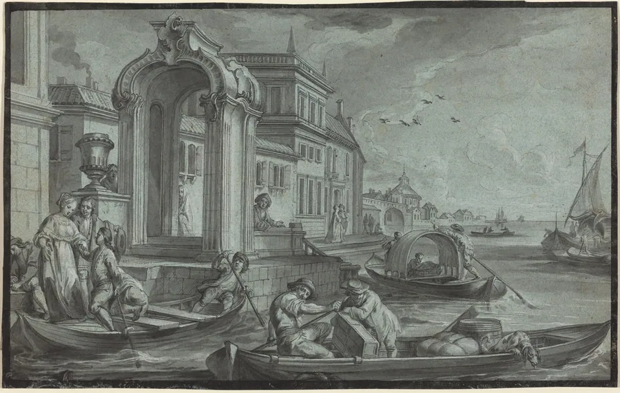 Venetian Fantasy with an Ornamental Arch by Johann Wolfgang Baumgartner