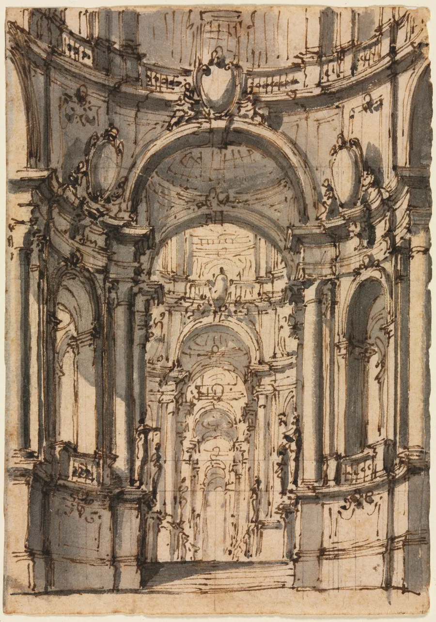 Design for a Stage Set: Interior of a Palace with Arcades by Giovanni Battista III Natali