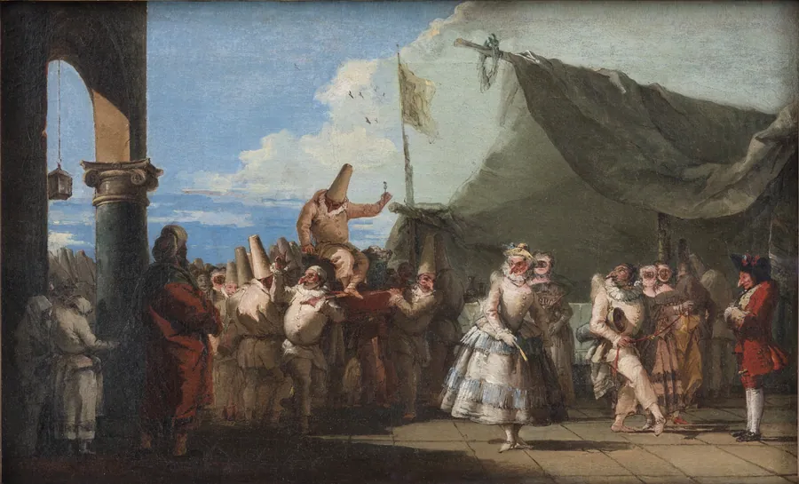 Karnevalscene. Pulcinellas triumf by Giovanni Domenico Tiepolo