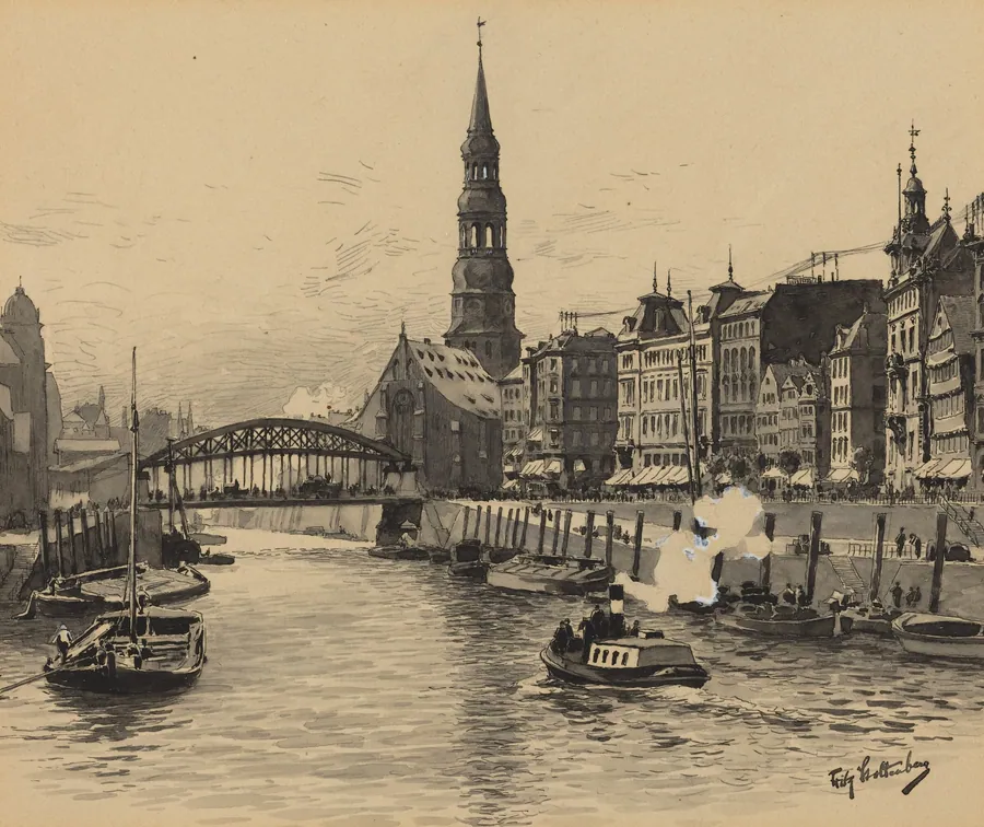 Dovenfleet mit Katharinenkirche by Fritz Stoltenberg