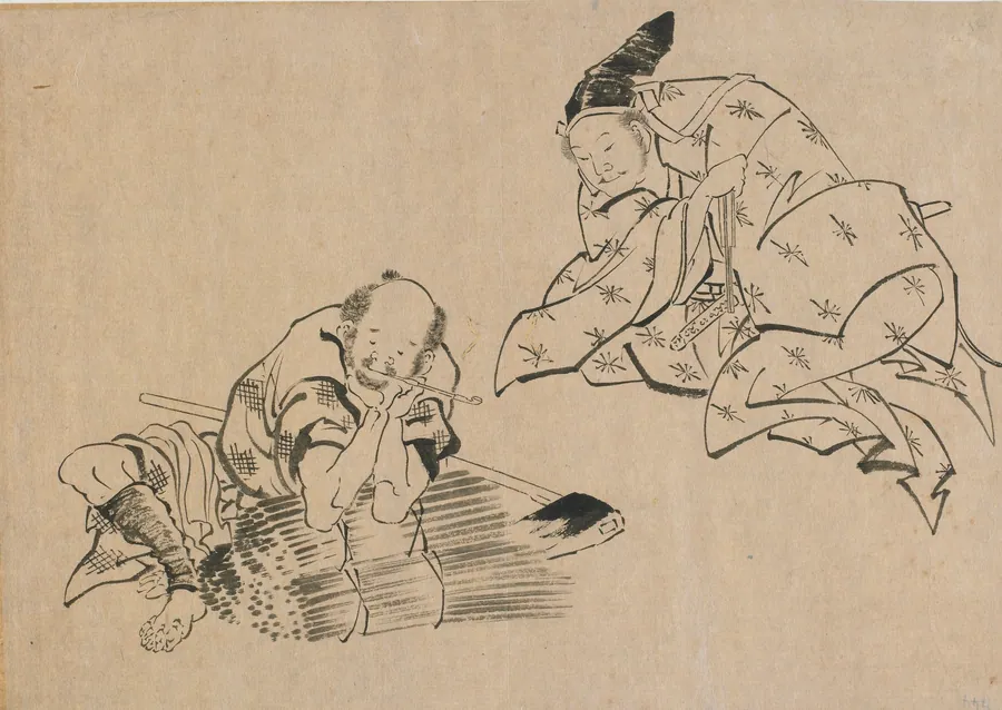 Peasant and noble by Katsushika Hokusai 葛飾北斎 (1760-1849)