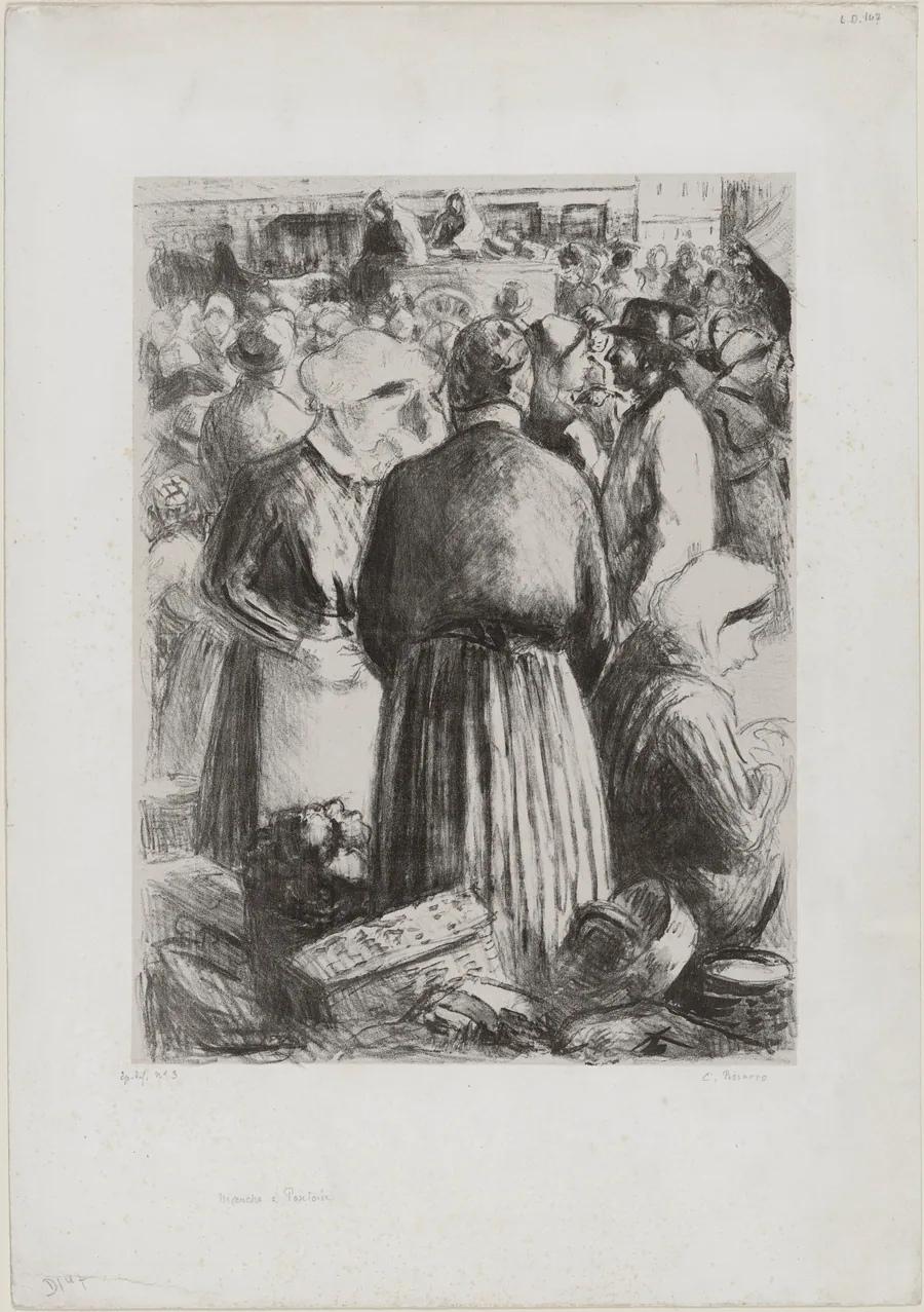 Market at Pontoise (Marché à Pontoise) by Camille Pissarro
