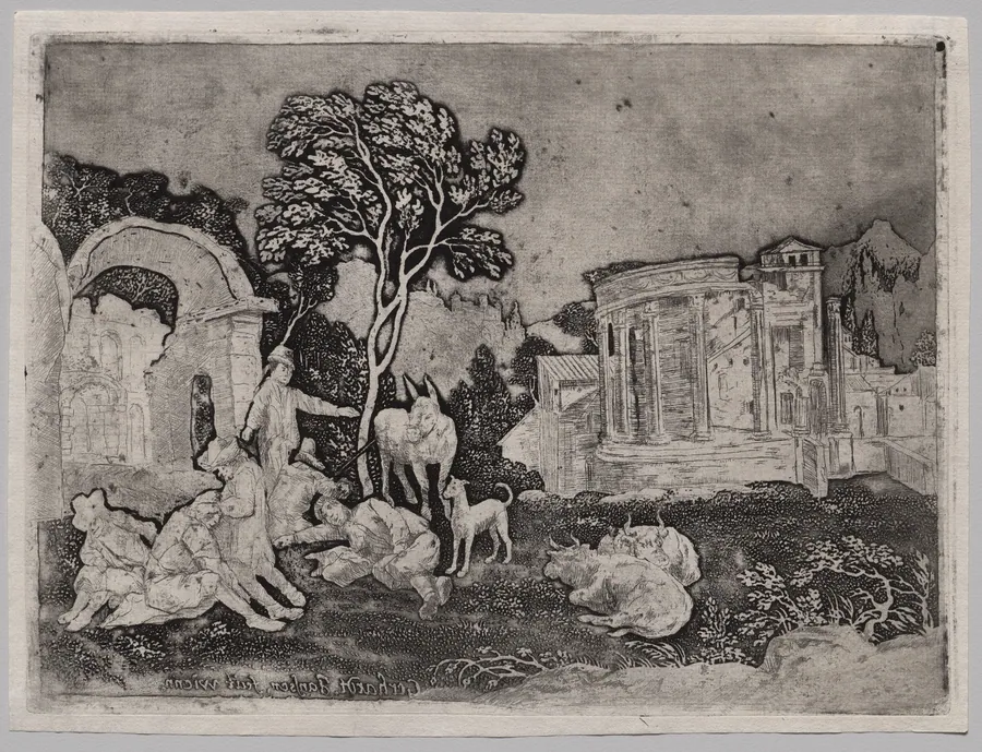 Pastoral Landscape with Ruins by Gerhardt Janssen