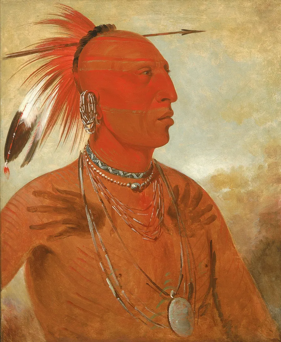 La-wáh-he-coots-la-sháw-no, Brave Chief, a Skidi (Wolf) Pawnee by George Catlin, born Wilkes-Barre, PA 1796-died Jersey City, NJ 1872