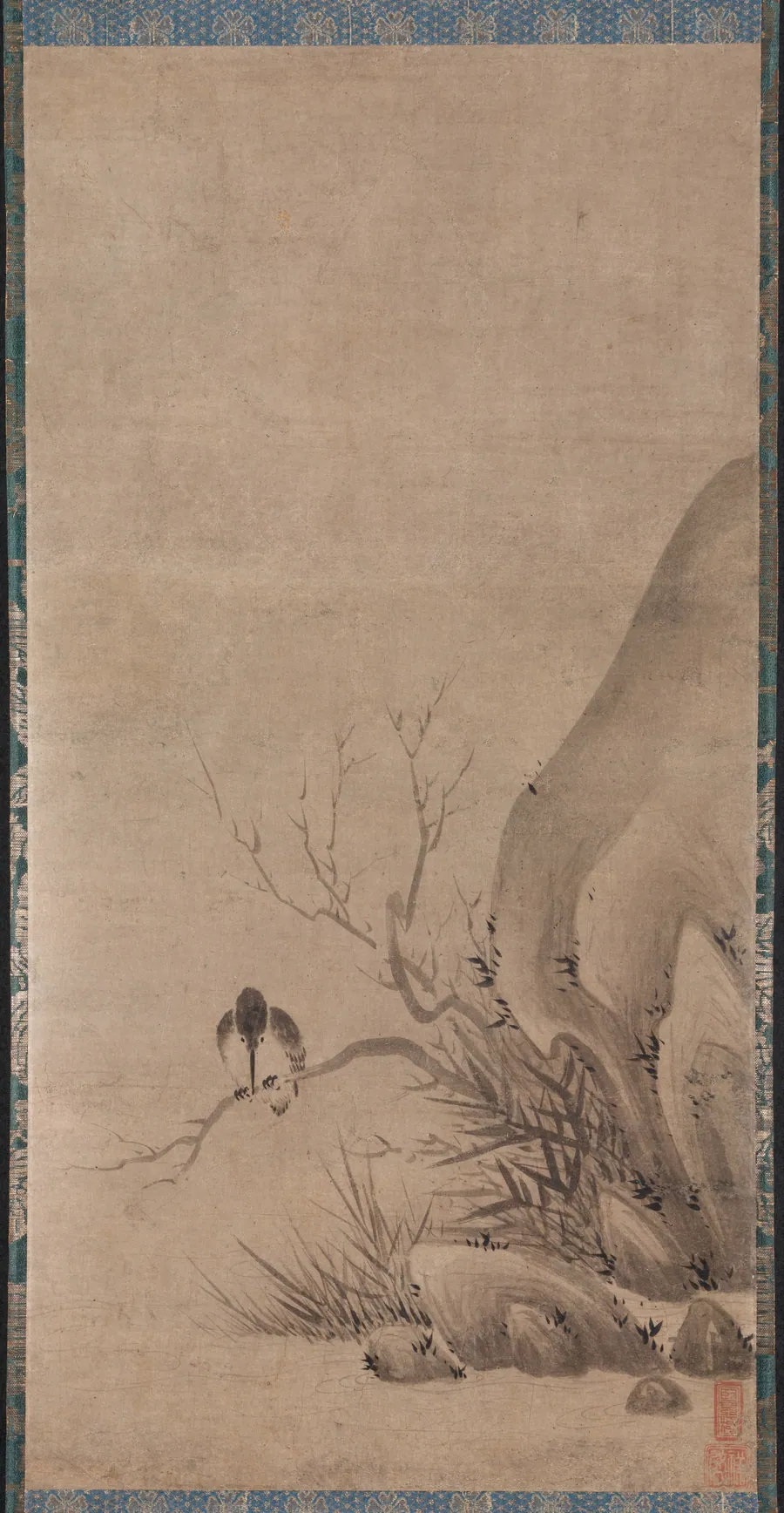Kingfisher Perched above a Stream by Kenkō Shōkei