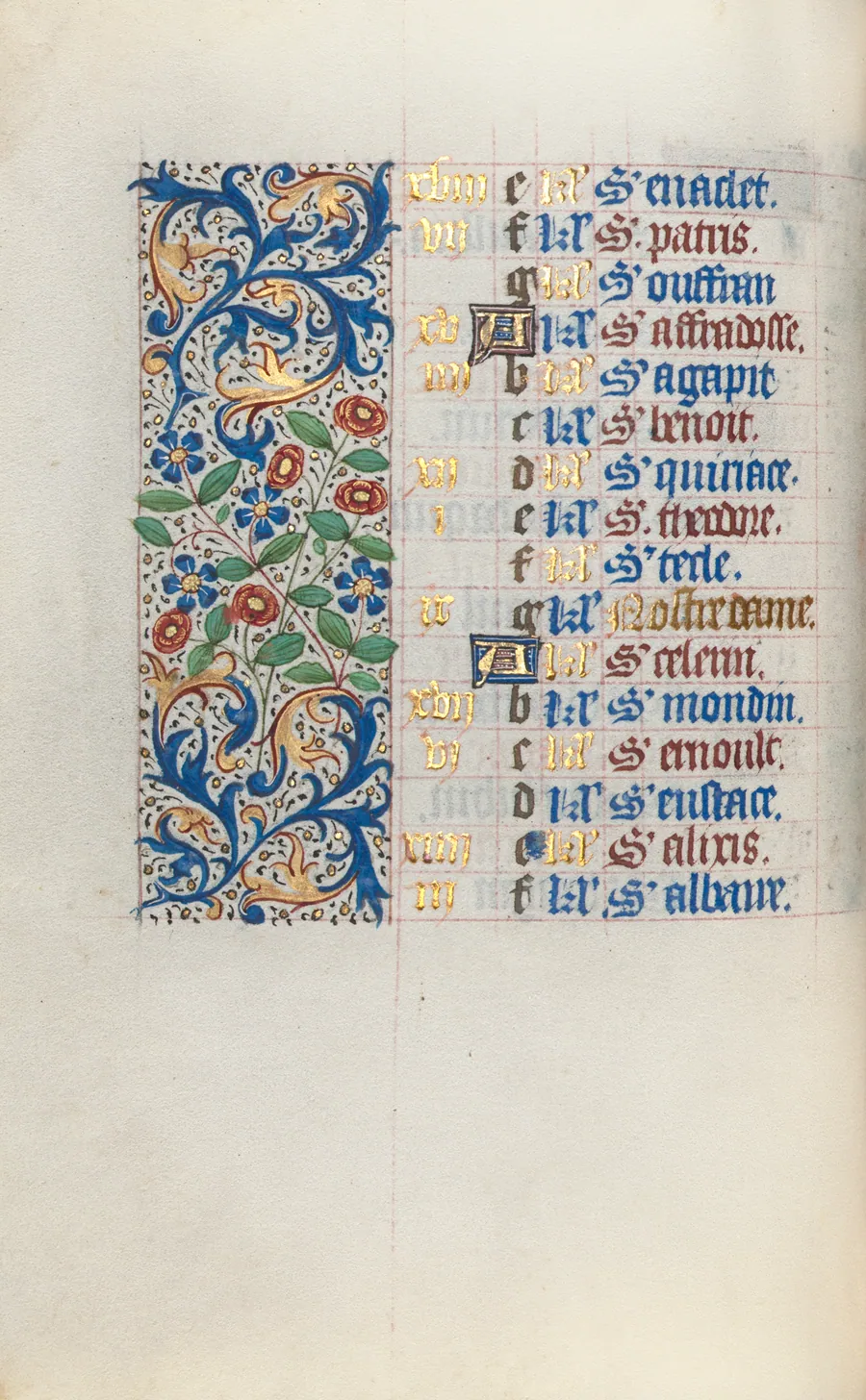 Book of Hours (Use of Rouen): fol. 3v by Master of the Geneva Latini