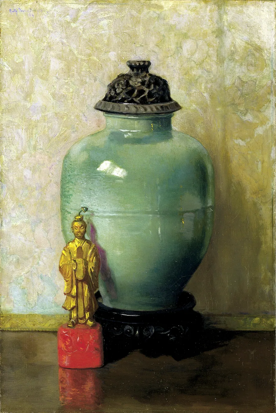 Green Chinese Jar by Ruth Payne Burgess, born Montpelier, VT 1865-died New York City 1934