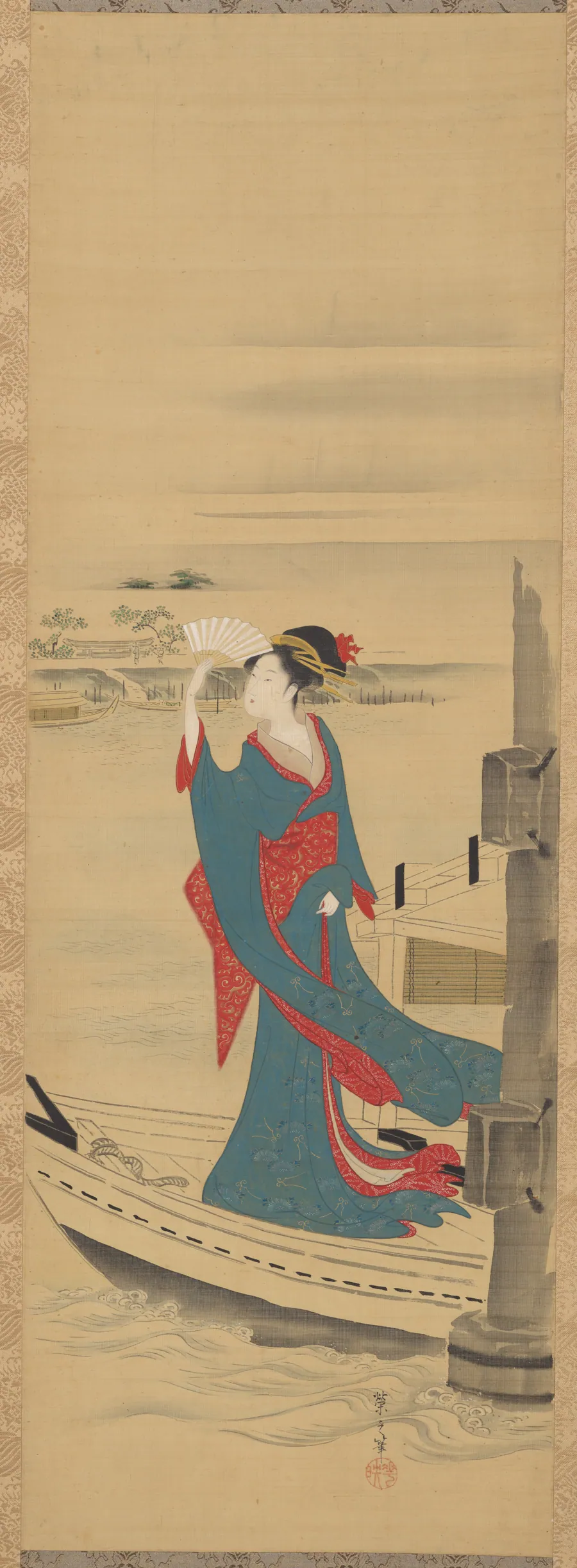 Beauty in a Boat on Sumida River by Chōbunsai Eishi