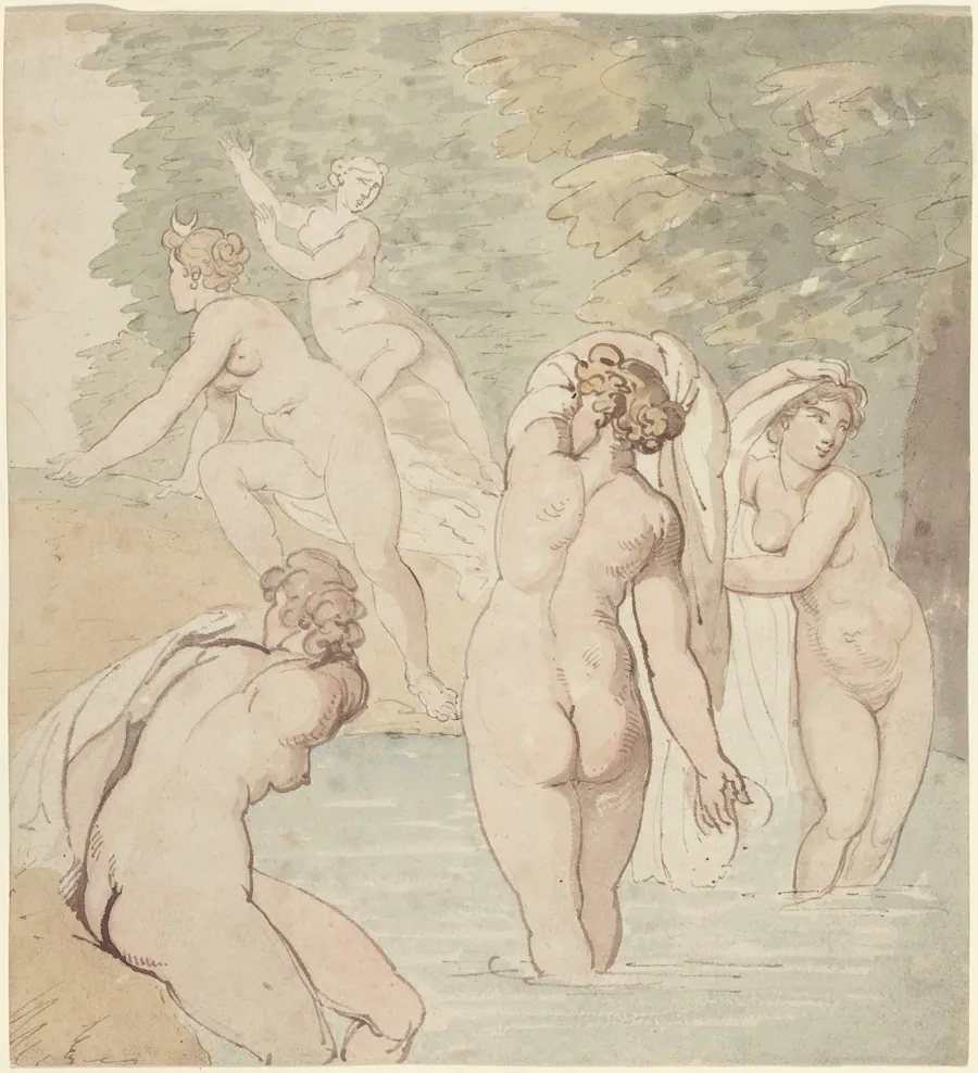 Diana and Her Nymphs Bathing by Thomas Rowlandson