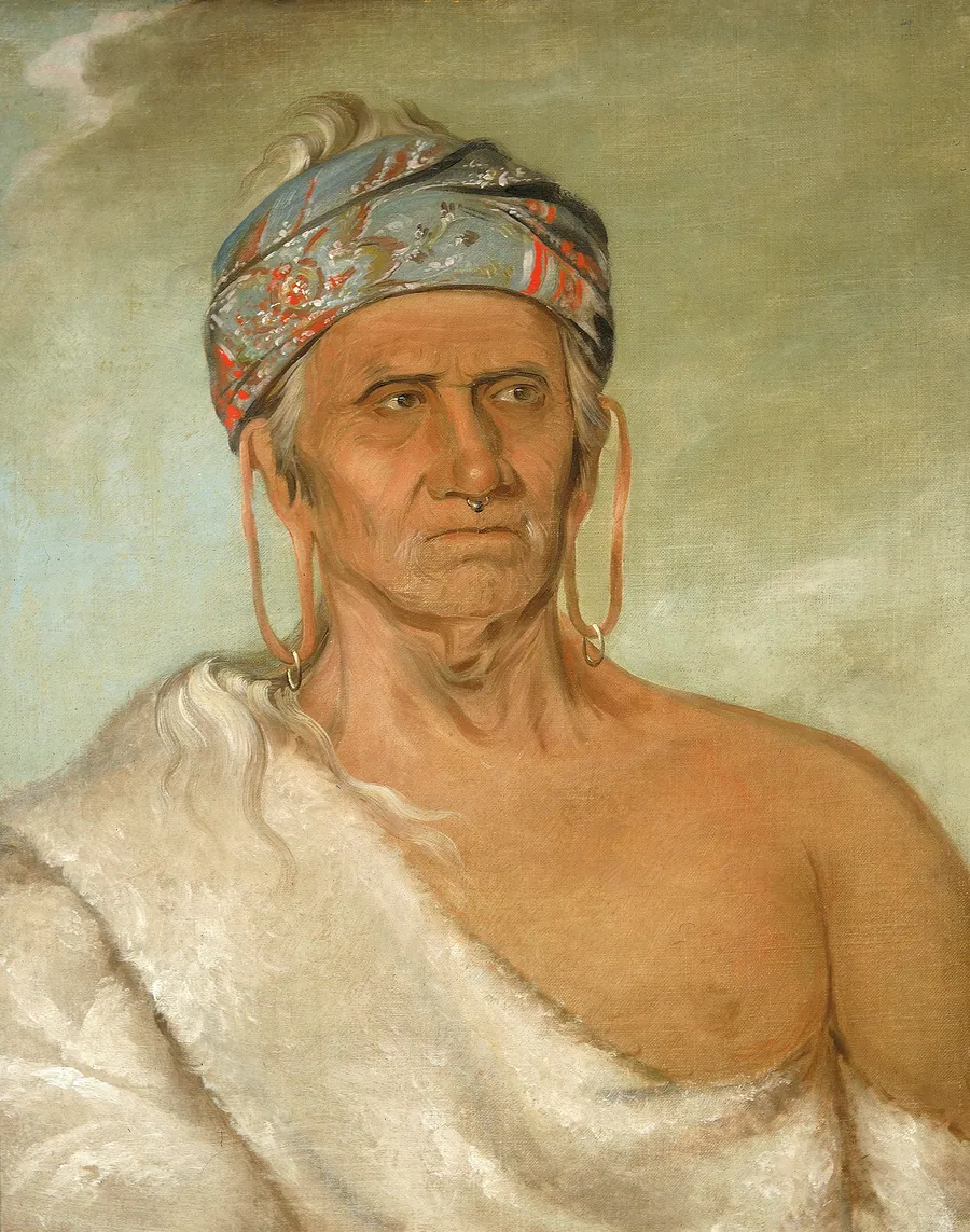 Lay-láw-she-kaw, Goes Up the River, an Aged Chief by George Catlin, born Wilkes-Barre, PA 1796-died Jersey City, NJ 1872