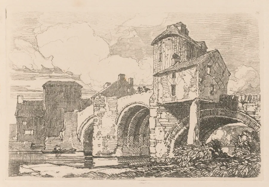 Liber Studiorum: Plate 26, Monnow Bridge, Monmouthshire by John Sell Cotman