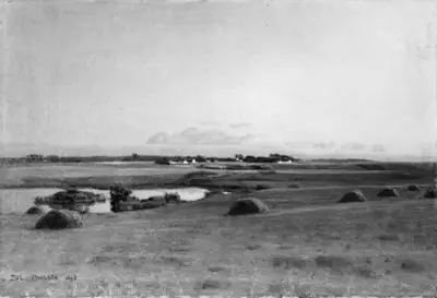 Landskab ved Stavnsholt. Sommeraften