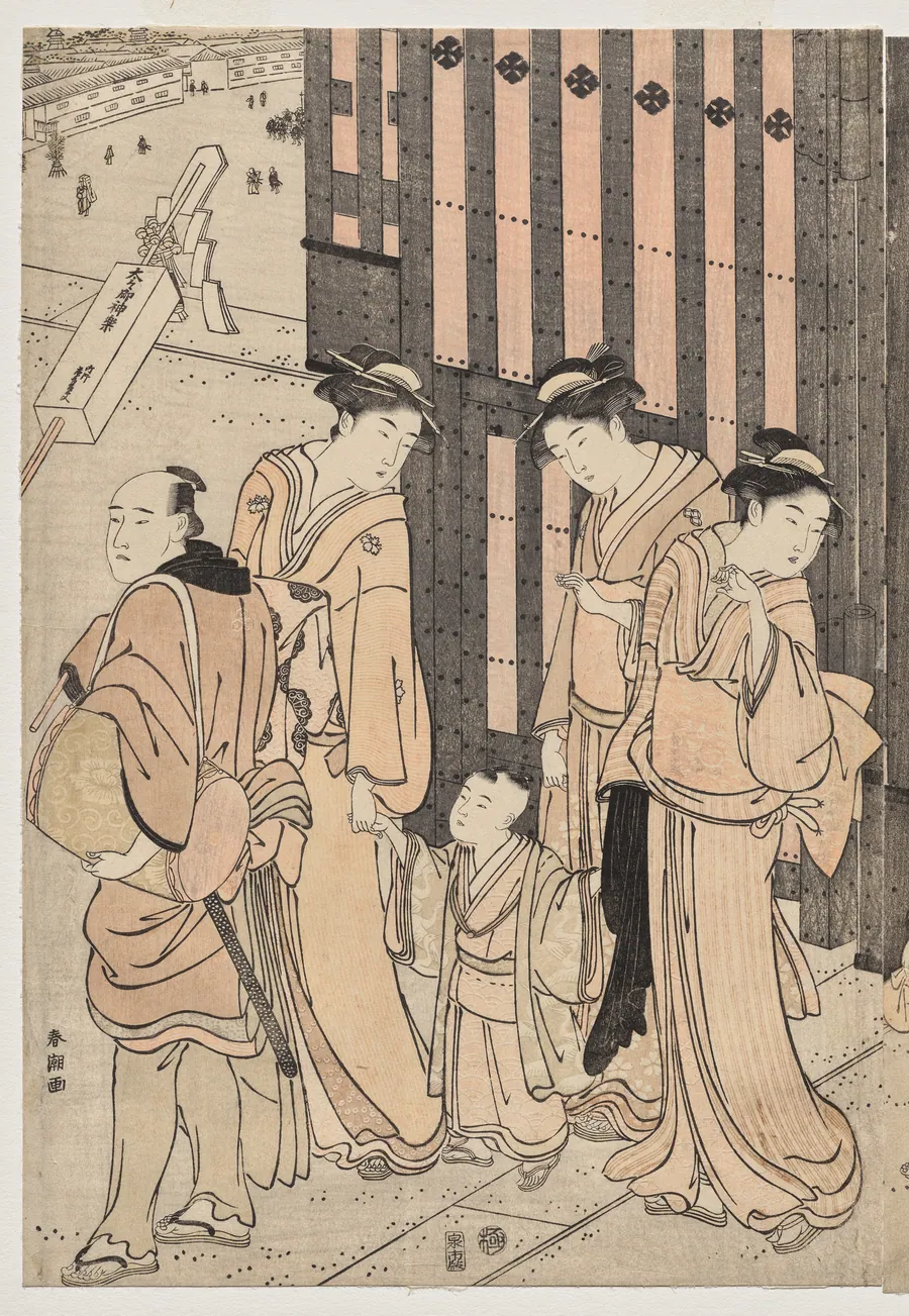 A Thousand Autumns, Ten Thousand Years on Tokiwa Bridge by Katsukawa Shunchō